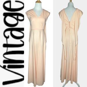 Vintage 70’s House of Bianchi Peach Sleeveless Gown with Attached Scarf